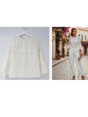 PHILOSOPHY DI LORENZO SERAFINI "SUPER PRETTY!!!" MACRAME LACE TOP $650 I-40 US-4